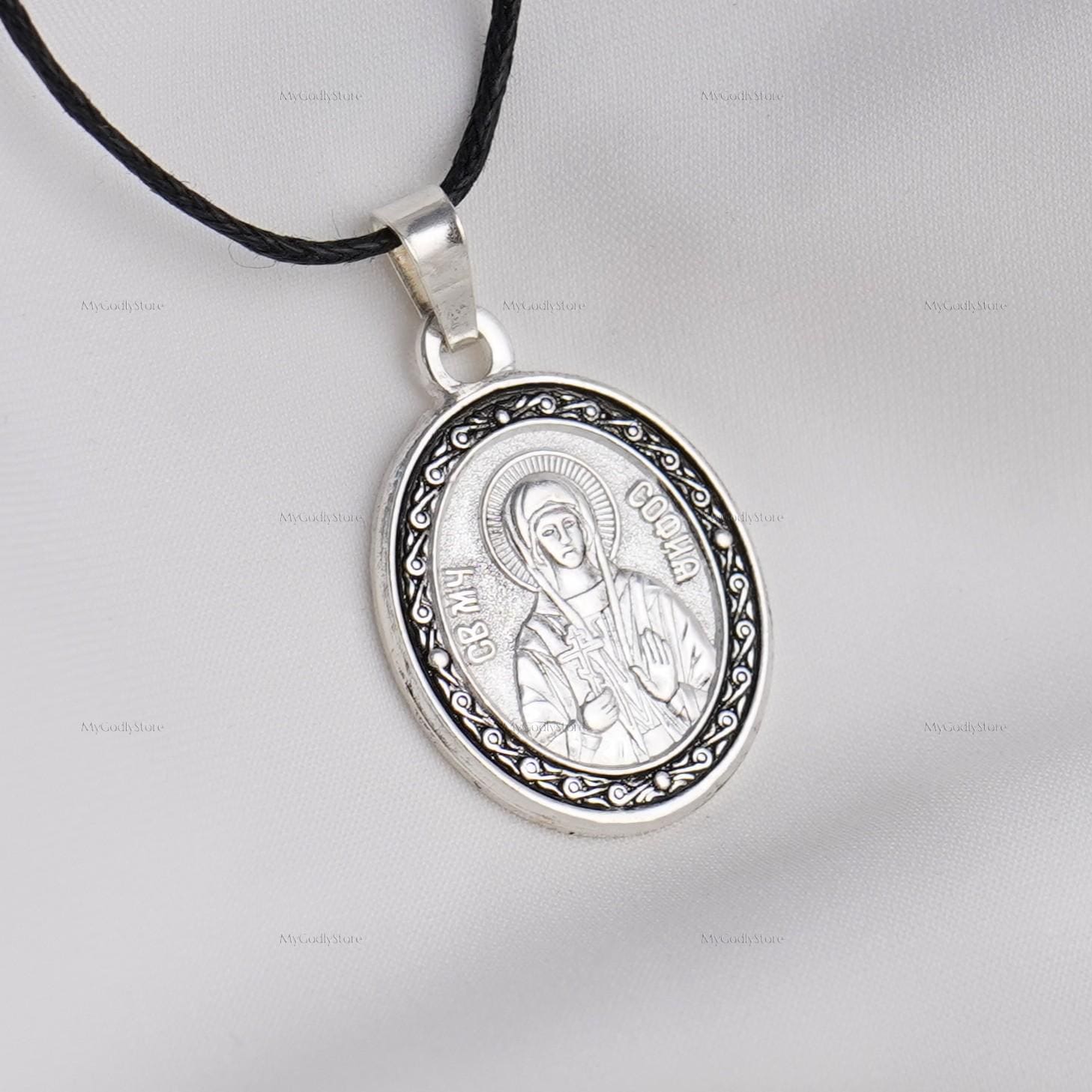 SAINT SOPHIA Orthodox Icon Pendant Necklace, Women Jewellery
