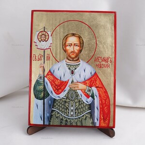Icon Of SAINT ALEXANDER NEVSKY, Christian Icons, Handmade Orthodox Icon Of Saint Alexander, Home Decor, Wood Icon, 6.7x9 inch