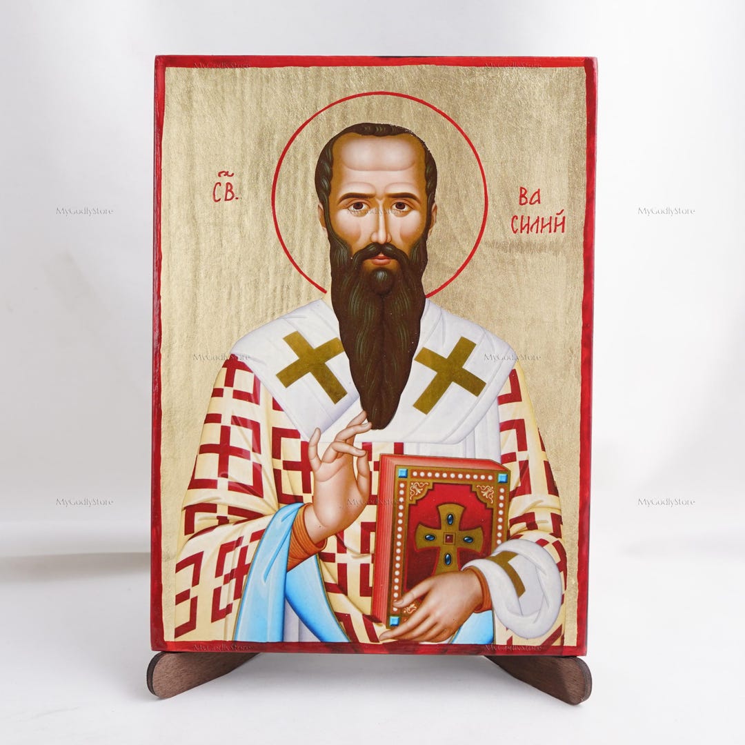 SAINT BASIL the GREAT Icon, Christian Icons, Handmade Orthodox Icon of ...
