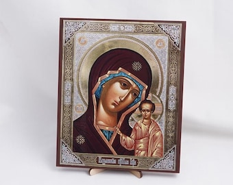 Icon Of The KAZAN MOTHER Of GOD, Personalized Icon, Handmade Orthodox Icon Of Our Lady of Kazan, Orthodox Christian Icon, Icon Home Decor