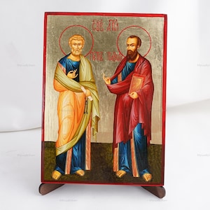 Icon Of Saints PETER And PAUL The APOSTLES, Christian Icons, Handmade Orthodox Icon Of Saint Apostles, Home Decor, Wood Icons 6.7x9 inch