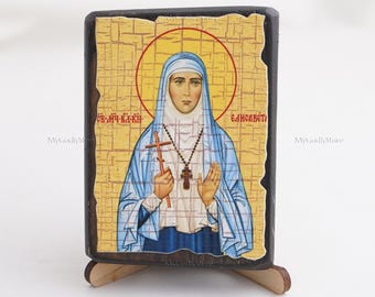 Icon Of SAINT ELIZABETH, Christian Icons, Handmade Greek Orthodox Icon Of Saint Martyr Elizabeth, Religious Home Decor, Wood Icons
