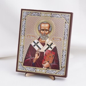 SAINT NICHOLAS icoon, gepersonaliseerd icoon, handgemaakt orthodox icoon van de heilige vader Nicolaas, orthodox icoon, religieus icoon Home Decor
