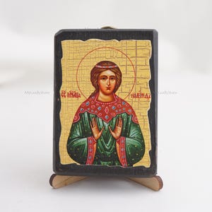 Icon Of SAINT HOPE, Christian Icons, Handmade Greek Orthodox Icon Of Saint Martyr Hope, Religious Home Decor, Wood Icons