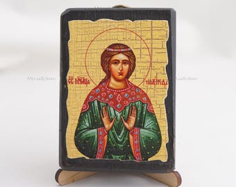 Icon Of SAINT HOPE, Christian Icons, Handmade Greek Orthodox Icon Of Saint Martyr Hope, Religious Home Decor, Wood Icons