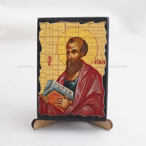 Icon Of SAINT PAUL The APOSTLE , Christian Icons, Handmade Greek Orthodox Icon Of Saint Paul, Religious Home Decor, Wood Icons
