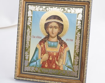 SAINT CHRISTINA Icon, Personalized Icon, Orthodox Handmade Icon Of St. Christina Of Tyre, Christian Icons, Byzantine Icons, 11x13 Icon