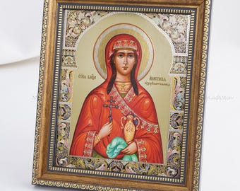 Icon Of SAINT ANASTASIA, Personalized Icon, Orthodox Handmade Icon Of Saint Anastasia of Sirmium Christian Icons, Byzantine Icon, 11x13 Icon