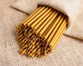 100% Pure Beeswax Candle, Pure Beeswax Orthodox Candles, Natural Honey Aroma, High-Quality Ritual Candles, Thin Candles, Candles Set
