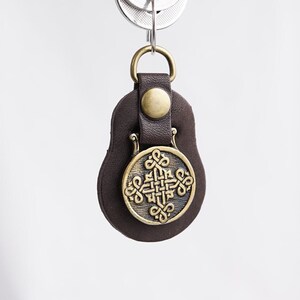 Keyring, Dark Brown Leather KeyRing, Personalized Leather Accessories, Leather Keychain With A Cross, New Home, New Car Gift, Keychain Gifts