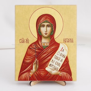 Icon Of SAINT NATALIA, Icon On Canvas, Handmade Orthodox Icon Saint Martyr Natalia, Orthodox Icons, Christian Icons Home Decor 5.1&quot;x6.3