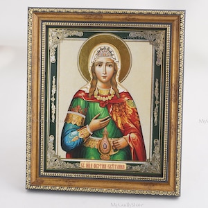 Icon Of SAINT PHOTINA, Personalized Icon, Orthodox Handmade Icon Of Saint Martyr Photina, Christian Icons, Byzantine Icons, 11x13 Icon