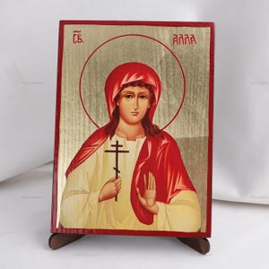 Icon Of SAINT ALLA, Christian Icons, Handmade Orthodox Icon Of Saint Martyr Alla, Home Decor, Wood Icon, 6.7x9 inch