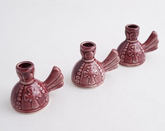 Red Ceramic Candle Holder, Mini Candle Holder, Ceramic Candle Holder Art Deco, Thin Taper Candle Holder, Candle Holders For Thin Candles