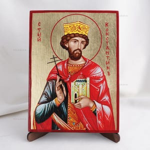 SAINT CONSTANTINE Icon, Christian Icons, Handmade Orthodox Icon Of Saint Constantin, Home Decor, Wood Icon, 6.7x9 inch