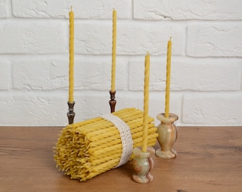 Beeswax Church Candles Wax Twisted Filler Candles Honey Aroma Candles Ritual Candles Orthodox Candles Set of 100 or 200 5.9 inches