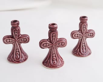 Red Ceramic Candle Holder, Mini Candle Holder, Ceramic Candle Holder Art Deco, Thin Taper Candle Holder, Candle Holders Thin Candles