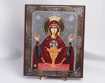 Ikone des THEOTOKOS des unerschöpflichen Bechers, personalisierte Ikone, handgemachte kyrillische Ikone der Mutter Gottes, kybernetische Ikonen, Ikonen-Inneneinrichtung