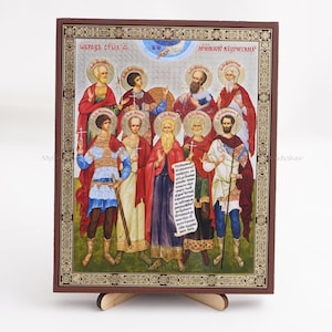 NINE MARTYRS Of CYZICUS Orthodox Icon, Personalized Icon, Handmade Orthodox Icon Of Saint Martyrs, Orthodox Icon, Religious Icon Home Decor