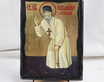Icon Of SAINT SERAPHIM Of SAROV, Christian Icons, Handmade Orthodox Icon Of Saint Seraphim, Home Decor, Wood Icons 5.1x6.7 inch