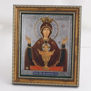 Icoon van de THEOTOKOS van de onuitputtelijke beker, gepersonaliseerd icoon, orthodox handgemaakt icoon van de moeder van God, christelijk icoon, Byzantijnse iconen