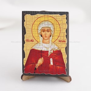 Icon Of SAINT NATALIA, Christian Icons, Handmade Greek Orthodox Icon Of Saint Martyr Natalia, Religious Home Decor, Wood Icons