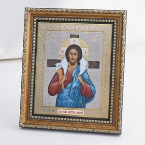 Icona di Cristo il Buon Pastore, Icona personalizzata, Icona ortodossa fatta a mano del Buon Pastore, Icona cristiana, Icona bizantina, Icona 11x13