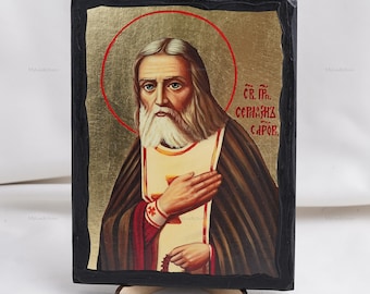 Icon Of SAINT SERAPHIM Of SAROV, Christian Icons, Handmade Orthodox Icon Of Saint Seraphim, Home Decor, Wood Icons 5.1x6.7 inch