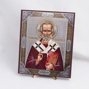 Icoon van Sint-Niklaas, gepersonaliseerd icoon, handgemaakt orthodox icoon van Heilige Vader Nicolaas, orthodox icoon, religieus icoon Home Decor