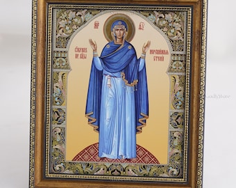 Icon Of Mother Of God THE UNBREAKABLE WALL, Personalized Icon, Orthodox Handmade Icon, Christian Icons, Orthodox Icons, 11x13 Icon