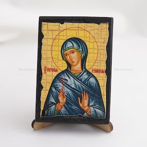 Icon Of SAINT EUGENIA Of ROMA, Christian Icons, Handmade Greek Orthodox Icon Of Saint Eugenia, Religious Home Decor, Wood Icons