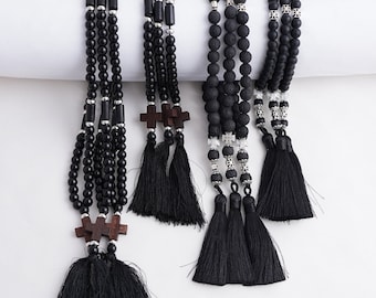 Orthodox Prayer Rope, Rosary, Komboskini, 30/50 Beads, Wood Cross, Christian Rosary, Christian Jewelry, Christian Gift, Beaded Stone Rope