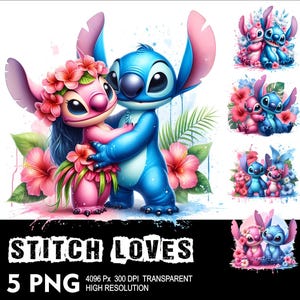 Loves Stitch 5 PNG Design High Resolution Transparent Background Design PNG Suitable for Sublimation PNG Stitch Png