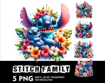 Ohana Stitch 5 PNG Design High Resolution Transparent Background Design PNG Suitable for Sublimation PNG Stitch Png