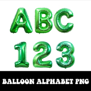 Ballon de fête, vert, alphabet, png, anniversaire, png, fête, police, png, ballon, lettres, png