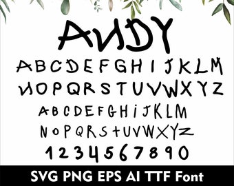 ANDY Toys Font Svg Andy Alphabet Andy Toys Story Alphabet for Cricut Svg  Png Eps Andy TTTF font, ANDY Letter