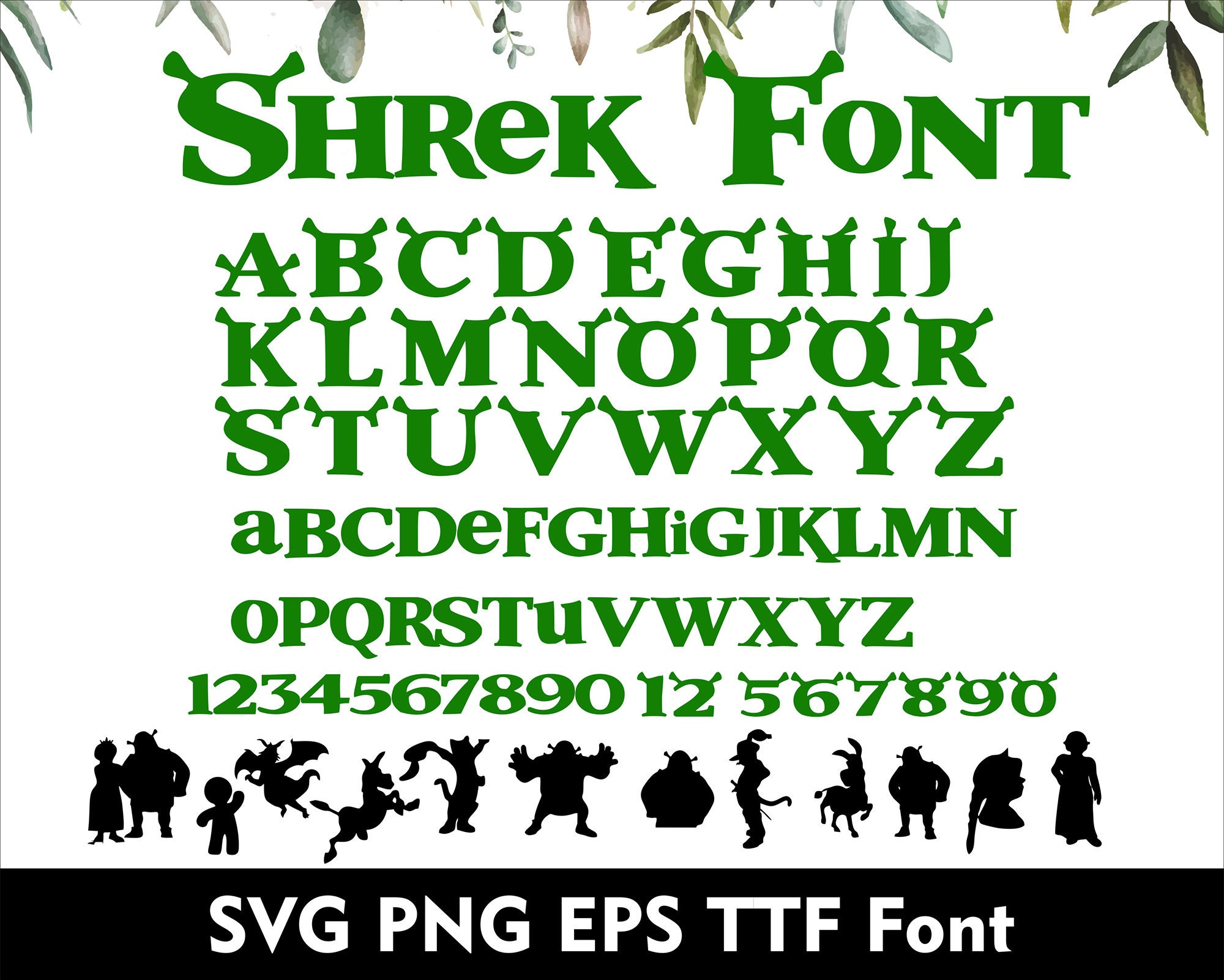 Cartoon Shrek Font Clipart Shrek Font TTF SVG Clipart for - Etsy UK
