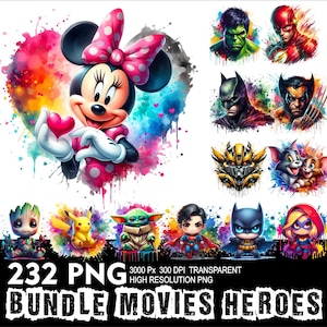 230 Helden Charaktere und Filme Design Hochauflösende transparente Hintergrund Design PNG Geeignet für Sublimation PNG