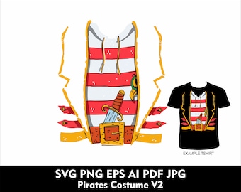 Costume de pirates chemise SVG Costume de héros de pirates SVG Png Eps Pirates SVG Costume des Caraïbes Tshirt Design SVG V2