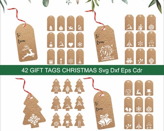 Christmas Gift Tags SVG bundle for Cricut Christmas Gift Tag Printable Gift Tags for Cut file Laser cut Svg Dxf Png Eps Cdr Pdf