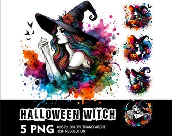 Diseño PNG de bruja de Halloween 5 Diseño de fondo transparente de alta resolución PNG Adecuado para sublimación PNG Bruja de Halloween Png