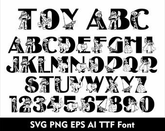 Toy Story Schriftart SVG-Spielzeug-Alphabet Buchstaben Toy Story Schriftart für Cricut SVG Eps AI TTF Schriftart Toy Story