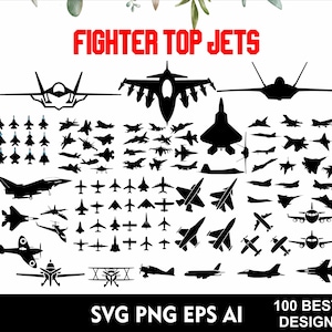 Kampfjet BUNDLE 100 Flugzeug Clipart Militärjets Vektor SVG Png Kampfjets Kampfflugzeuge Militärjets geschnitten Datei SVG Ai