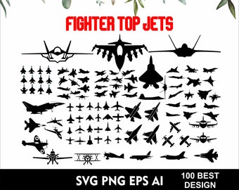 Fighter Jet BUNDLE 100 Airplane Clipart Military Jets Vector SVG Png Fighter Jets Fighter Planes Military Jets Svg Fighter Svg Png Eps Ai