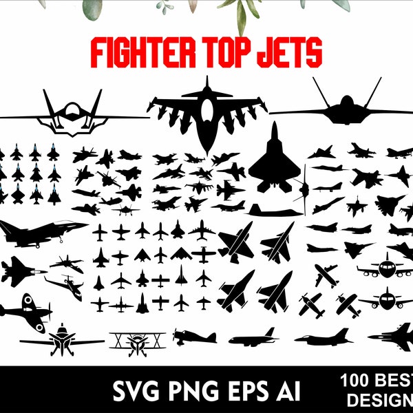 Fighter Jet BUNDLE 100 Airplane Clipart Military Jets Vector SVG Png Fighter Jets Fighter Planes Military Jets Svg Fighter Svg Png Eps Ai