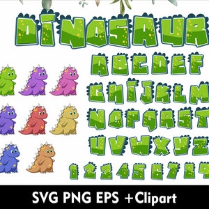 Fuente de dinosaurio Svg Alfabeto de dinosaurio Svg Dino Niños Alfabeto Trex Letras de fuente Letras T-Rex para Cricut Svg Png Eps Fuente