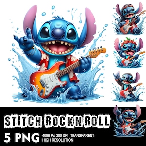 Diseño PNG de Rock N Roll Stitch 5 Diseño de fondo transparente de alta resolución PNG Adecuado para sublimación PNG Stitch Png