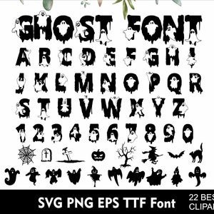 Halloween Ghost Font Halloween Ghost Letters Halloween Ghost Alphabet Cute Ghost Sublimation SVG Png Eps Ttf font