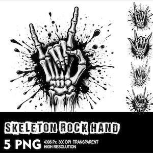 Rock'n'roll Skeleton 5 PNG Design haute résolution arrière-plan transparent PNG Convient pour la sublimation PNG Main squelette Png