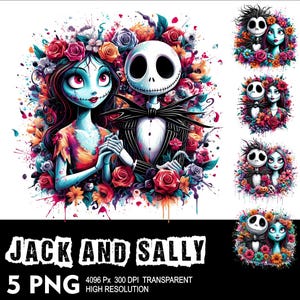 Flowers Jack and Sally 5 PNG Design High Resolution Transparent Background Design PNG Suitable for Sublimation PNG Jack and Sally